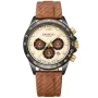 Dissing D1575 watch with Beige dial and a watch case of 43 mm in diameter and a Canvas in Brown