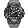 SMAEL Military KXD0600 watch with Black dial and a watch case of 51 mm in diameter and a Rubber in Green